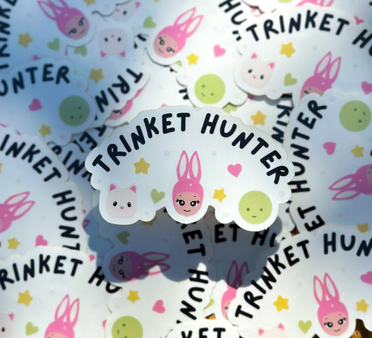 Trinket Hunter Sticker- Clear